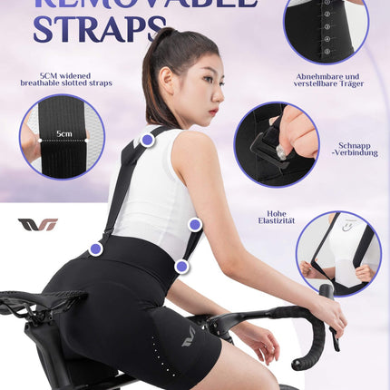 ROCKBROS TVI Fahrradhose Damen mit abnehmbaren Kurz Radsport Trägerhose (Fahrradhose) kaufen bei Linkreich – Jetzt entdecken!