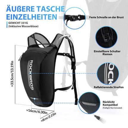 ROCKBROS Ultraleicht Trinkblase Rucksack Fahrradrucksack mit Trinksystem 2L (Rucksack) kaufen bei Linkreich – Jetzt entdecken!
