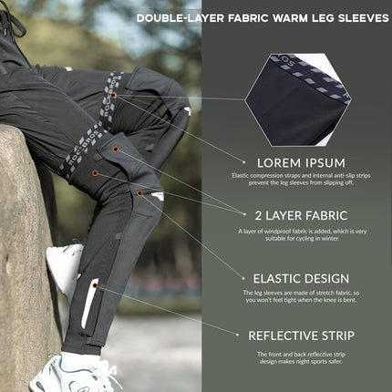 ROCKBROS Unisex Beinlinge Beinwärmer Winddicht Warm Schwarz S - 4XL (Fahrrad Mütze) kaufen bei Linkreich – Jetzt entdecken!