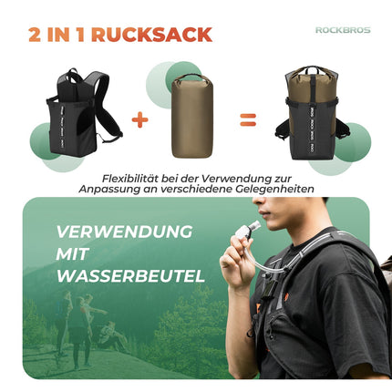 ROCKBROS Wanderrucksack Wasserdicht Split 2 in 1 Rucksack für Fahrrad 24L (Rucksack) kaufen bei Linkreich – Jetzt entdecken!