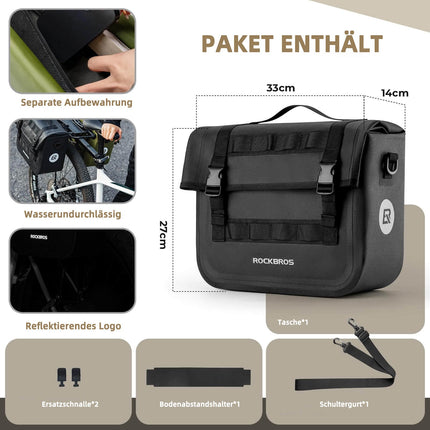 ROCKBROS Wasserdicht Fahrrad Gepäckträgertasche mit Schultergurt hinten 15L (Fahrradtaschen) kaufen bei Linkreich – Jetzt entdecken!