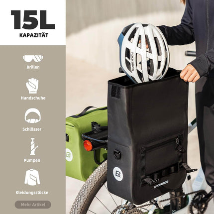 ROCKBROS Wasserdicht Fahrrad Gepäckträgertasche mit Schultergurt hinten 15L (Fahrradtaschen) kaufen bei Linkreich – Jetzt entdecken!