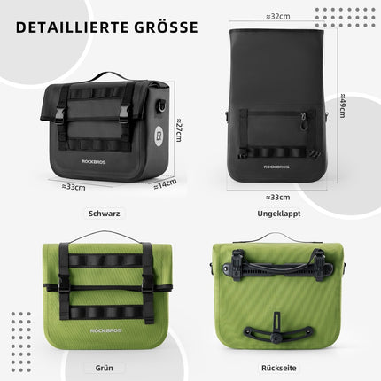 ROCKBROS Wasserdicht Fahrrad Gepäckträgertasche mit Schultergurt hinten 15L (Fahrradtaschen) kaufen bei Linkreich – Jetzt entdecken!