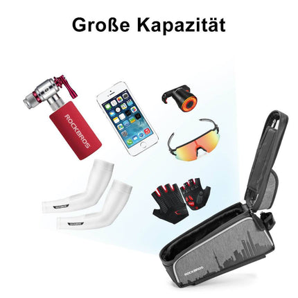 ROCKBROS wasserdicht Oberrohrtasche mit Touchscreen für Handy bis zu 6,5"