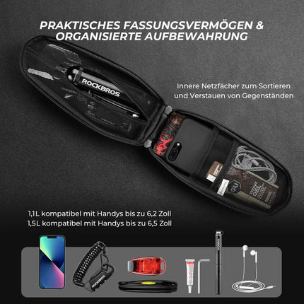 ROCKBROS Wasserdicht Oberrohrtasche Satteltasche 1L/1,5L Schwarz (Fahrradtaschen) kaufen bei Linkreich – Jetzt entdecken!