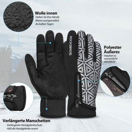 ROCKBROS Winter Fahrradhandschuhe Warm für Fahrrad Laufen Fitness Unisex (Fahrradhandschuhe) kaufen bei Linkreich – Jetzt entdecken!
