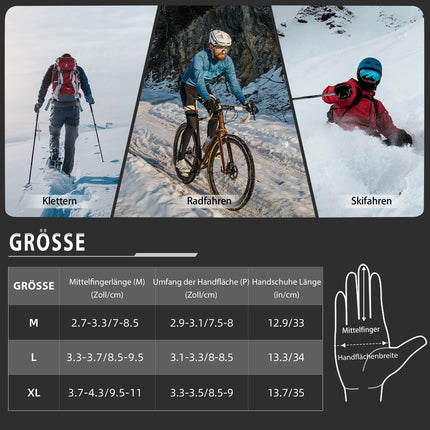 ROCKBROS Winter Handschuhe Beheizbare Fahrradhandschuhe mit Batterie M-XL