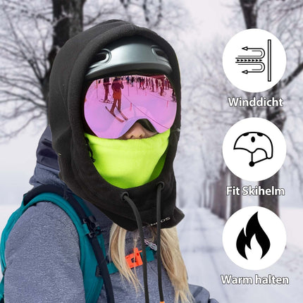 ROCKBROS Winter Skimaske Vlies Balaclava für Frauen und Männer Schwarz Grün (Sturmhaube & Gesichtsmaske) kaufen bei Linkreich – Jetzt entdecken!