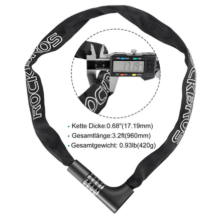 ROCKBROS Zahlenschloss mit 4 - stelligem Zahlencode 96 cm Länge (Fahrradschloss) kaufen bei Linkreich – Jetzt entdecken!
