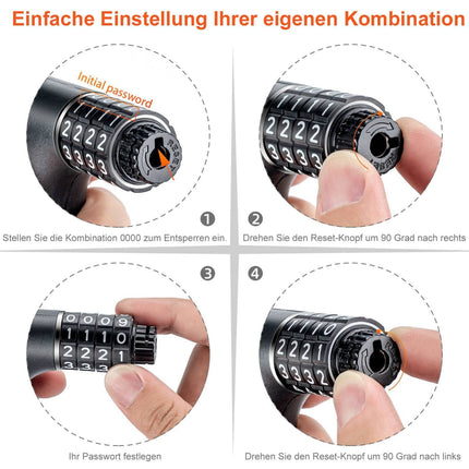 ROCKBROS Zahlenschloss mit 4 - stelligem Zahlencode 96 cm Länge (Fahrradschloss) kaufen bei Linkreich – Jetzt entdecken!