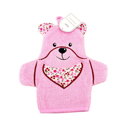 Baby Waschhandschuh Bär » Kinder Waschlappen Frottee » ca. 22x 15 cm reine Baumwolle » Wasch Handschuh
