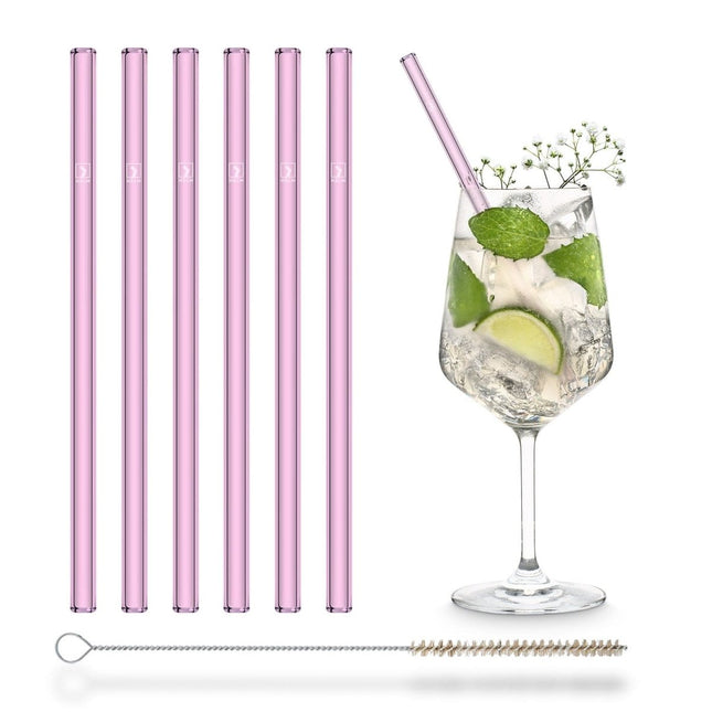 SEO. Rosa Glasstrohhalme 6x 20cm Gerade - Linkreich