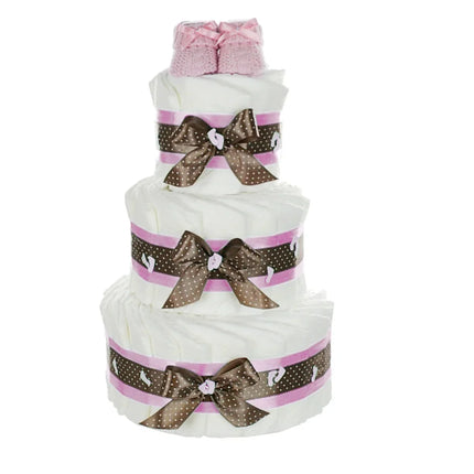 Windeltorte mit Babybooties rosa