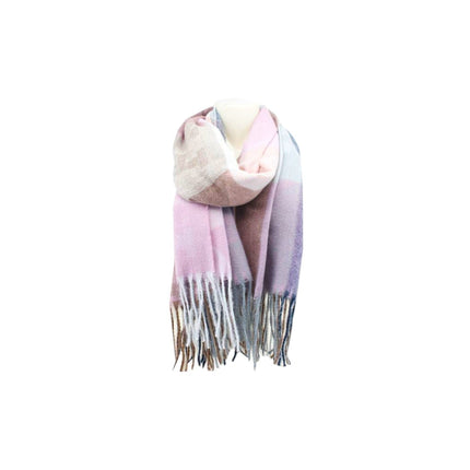 Winter Damen Schal » Cashmera Soft » Winterschal Karo Muster » Damenschal » Fransenschal 180 x 65 cm