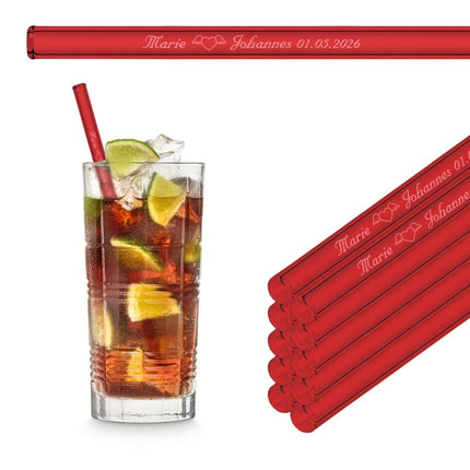 SEO. Rote Glasstrohhalme 6x 20cm Gerade - Linkreich