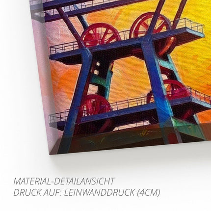 SEO. Ruhrpott Förderturm in Öl - Premiumdruck - Leinwand (4 cm) Linkreich
