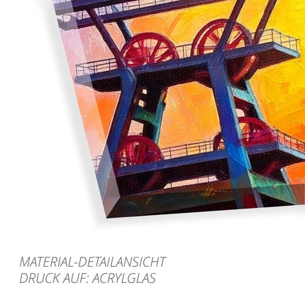 SEO. Ruhrpott Förderturm in Öl - Premiumdruck - Acrylglas (4 mm) Linkreich