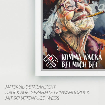 SEO. Ruhrpott OMMA - Premiumdruck - Gerahmte Leinwand mit Schattenfuge (3 cm) Linkreich
