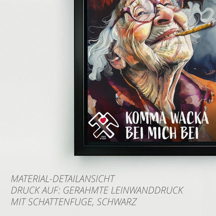 SEO. Ruhrpott OMMA - Premiumdruck - Gerahmte Leinwand mit Schattenfuge (3 cm) Linkreich