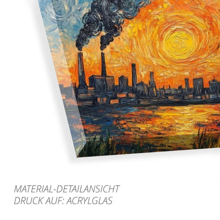 SEO. Ruhrpott Sundowner in Öl - Premiumdruck - Acrylglas (4 mm) Linkreich