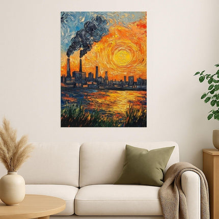 SEO. Ruhrpott Sundowner in Öl - Premiumdruck - Poster (230 g/m²) Linkreich