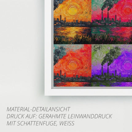 SEO. Ruhrpottromantik in Öl - Premiumdruck - Gerahmte Leinwand mit Schattenfuge (3 cm) Linkreich