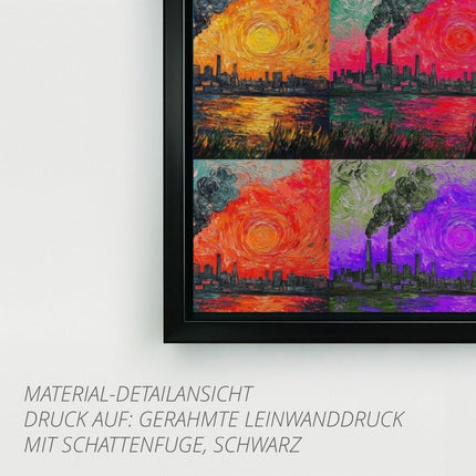 SEO. Ruhrpottromantik in Öl - Premiumdruck - Gerahmte Leinwand mit Schattenfuge (3 cm) Linkreich