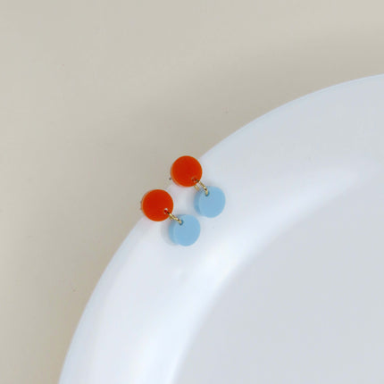 Dotty Acryl Ohrringe in orange hellblau