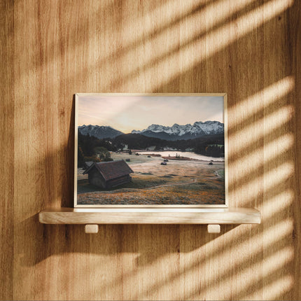 Geroldsee Wall Art – Bavarian Alps Landscape Print with Alpine Huts