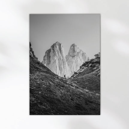 Saxer Lücke Hiker – Black and White Swiss Alps Wall Art Print