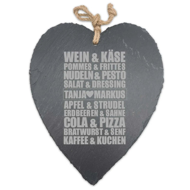 SEO. Schieferherz Wein & Käse mit Gravur - Linkreich