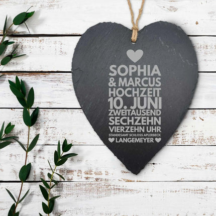 SEO. Schieferherz zur Traumhochzeit mit Gravur - Linkreich