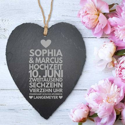 SEO. Schieferherz zur Traumhochzeit mit Gravur - Linkreich