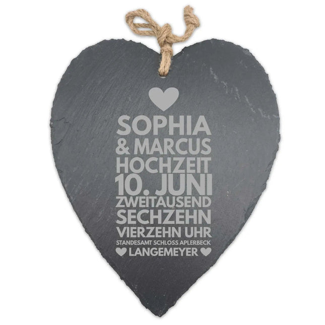 SEO. Schieferherz zur Traumhochzeit mit Gravur - Linkreich