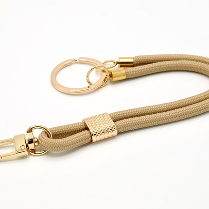Schlüsselanhänger aus Seil mit Karabiner Beige