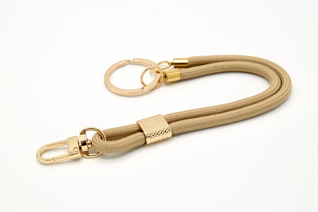 Schlüsselanhänger aus Seil mit Karabiner Beige