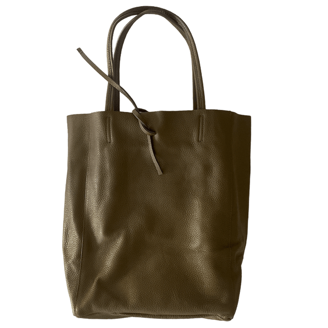 Leder Shopper mit Innentasche Schlammfarben