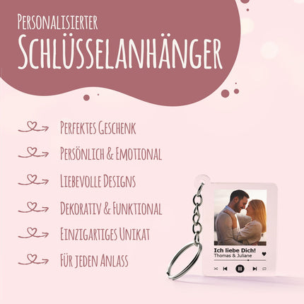 SEO. Schlüsselanhänger Song Cover Glas Bild mit Foto - Titel und Musikalbum inkl. - Linkreich