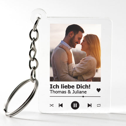 SEO. Schlüsselanhänger Song Cover Glas Bild mit Foto - Titel und Musikalbum inkl. - Linkreich