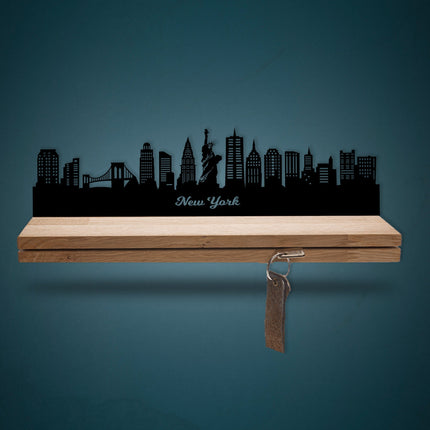 SEO. Schlüsselleiste Holz Skyline New York - 25 cm Linkreich