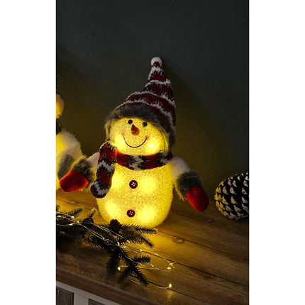 Schneemann mit warmweiß LED Beleuchtung Schal & Mütze rot Weihnachtsdeko H 20 cm (Schneemann) kaufen bei Linkreich – Jetzt entdecken!