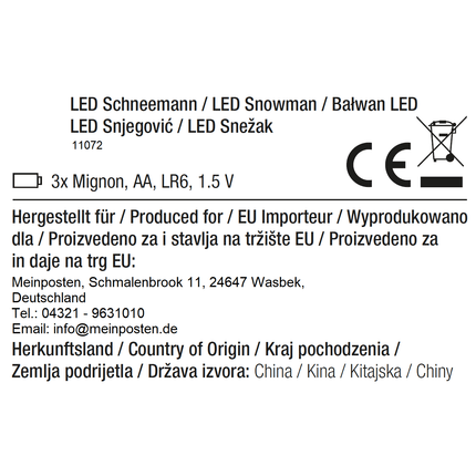 Schneemann mit warmweiß LED Beleuchtung Schal & Mütze rot Weihnachtsdeko H 20 cm (Schneemann) kaufen bei Linkreich – Jetzt entdecken!
