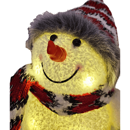 Schneemann mit warmweiß LED Beleuchtung Schal & Mütze rot Weihnachtsdeko H 20 cm (Schneemann) kaufen bei Linkreich – Jetzt entdecken!