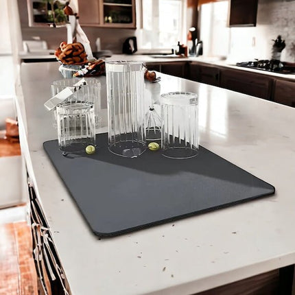 SEO. Schnell trocknende Abtropfmatte Grau – Rutschfest & Saugfähig für Camper - 30x40cm Linkreich