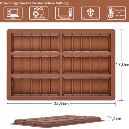 Schokoladenform aus Silikon für 6 Tafeln - Form 1 (Schokoladenformen) kaufen bei Linkreich – Jetzt entdecken!