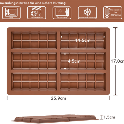 Schokoladenform aus Silikon für 6 Tafeln - Form 2 (Schokoladenformen) kaufen bei Linkreich – Jetzt entdecken!
