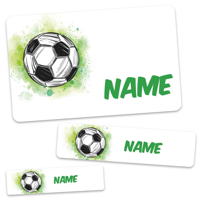 SEO. Schuletiketten mit Namen - Fußball Design - 100 Aufkleber in verschiedenen Größen - Linkreich