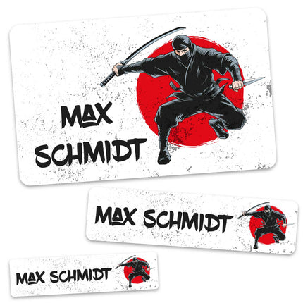 SEO. Schuletiketten mit Namen - Ninja Design - 100 Aufkleber in verschiedenen Größen - Linkreich