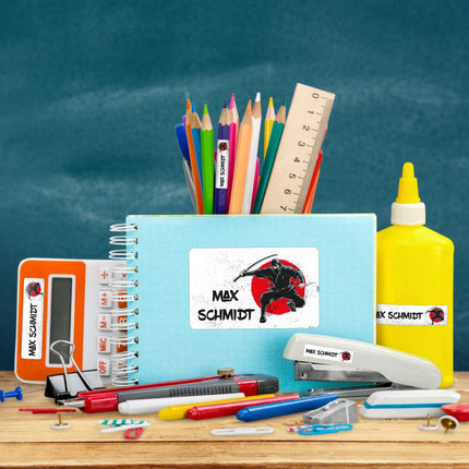 SEO. Schuletiketten mit Namen - Ninja Design - 100 Aufkleber in verschiedenen Größen - Linkreich