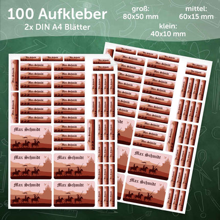 SEO. Schuletiketten mit Namen - Ritter Design - 100 Aufkleber in verschiedenen Größen - Rot Linkreich
